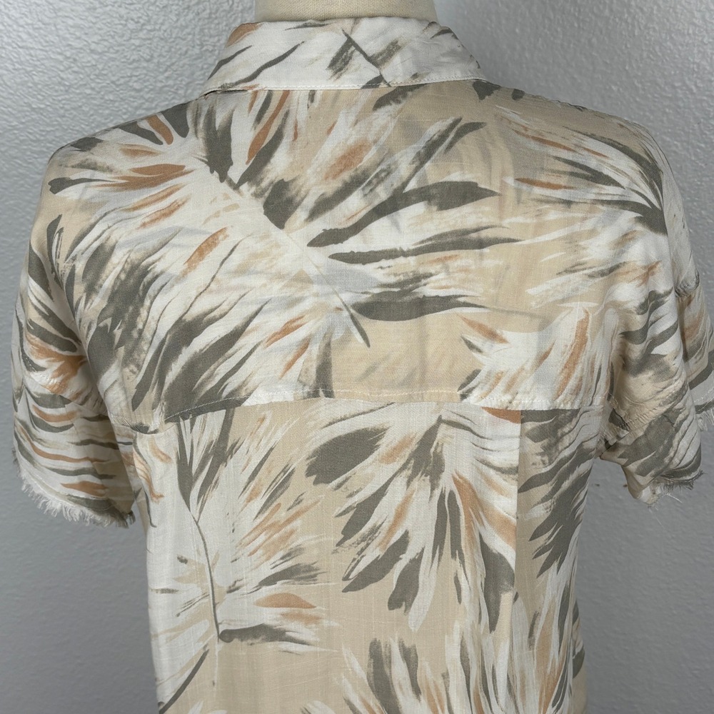 Philosophy XS‎ Abstract Palm Print Button Shirt Raw Hem Short Sleeve Rayon - Picture 13 of 13
